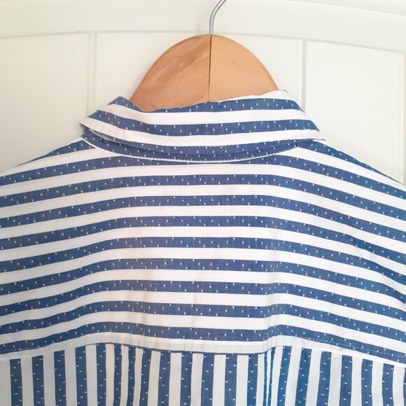 J. Crew Striped & Dot Long Sleeve Button Up Boy Fit Shirt Blue White Size 2 - Picture 6 of 12